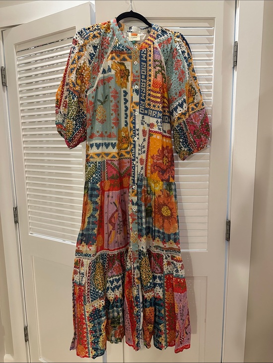 FARM Rio Dresses & Skirts - FARM Rio Multicolor Floral Patchwork Button Dress